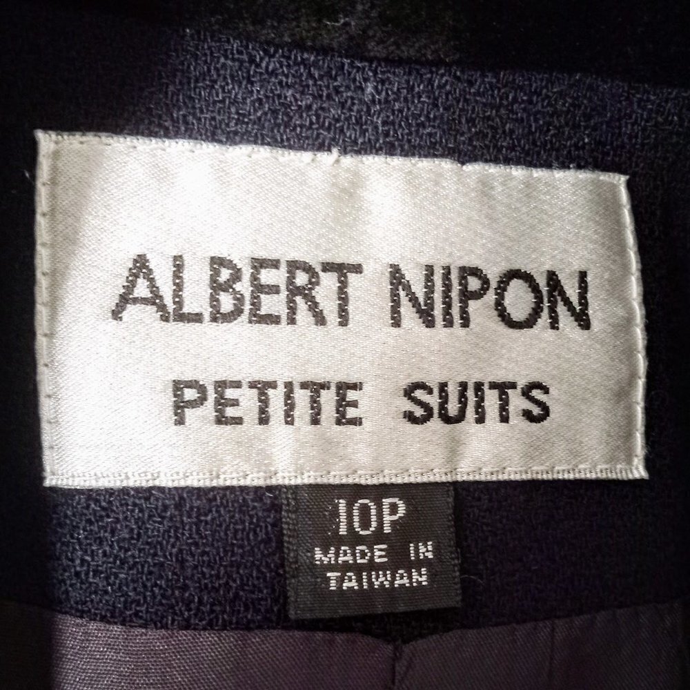 Albert Nipon Navy Blue Double Breasted Velvet Tri… - image 4